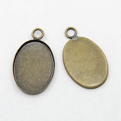 Lot de 2 pendentifs ovales bronze pour cabochons de 18x13mm