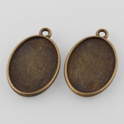 Lot de 2 pendentifs ovales bronze pour cabochons de 25x18mm