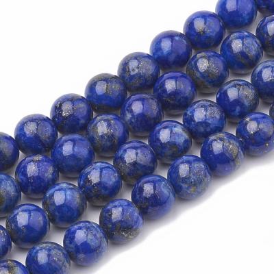 Lot de 4 perles en lapis-lazuli naturel, rond, 10mm