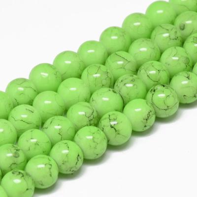Lot de 30 perles verre peint vert d'eau 6mm