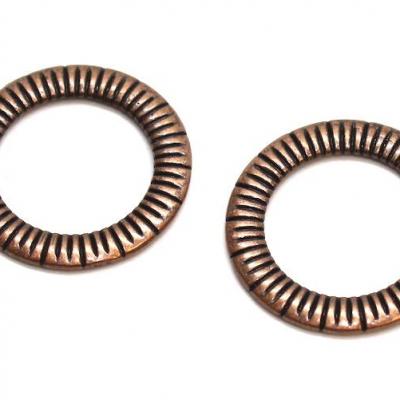 Lot de 2 anneaux de jonction fermés en alliage de Zinc couleur cuivre 25mm