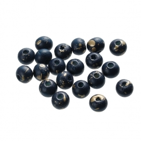 Lot de 20 perles en bois de Cyprès peint en bleu et or 8mm