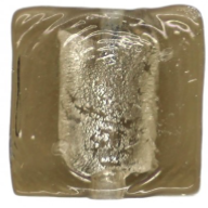 Lot de 2 perles carré gris clair, verre feuille d'argent  12*12mm