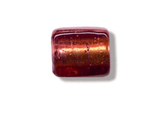 Lot de 4 perles en pâte de verre cube orange et reflets fuchsia 10x7x7mm
