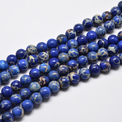 Lot de 10 perles jaspe impérial 8mm bleu