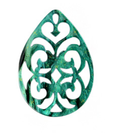 Lot de 2 pendentifs en résine forme goutte baroque 38x27mm vert océan