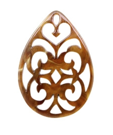 Lot de 2 pendentifs en résine forme goutte baroque 38x27mm caramel