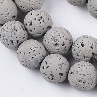 Lot de 10 perles pierre de lave gris 8mm