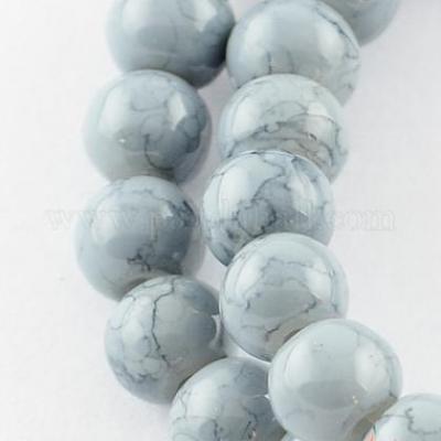 Lot de 50 perles verre peint gris 4mm