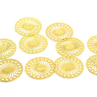 Lot de 10 connecteurs filigrane doré motif spirale diametre 14mm