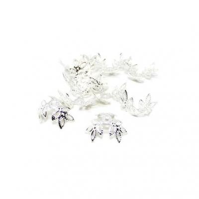 Lot de 10 coupelles fleur filigrane alliage argent clair pour perles 12mm-14mm