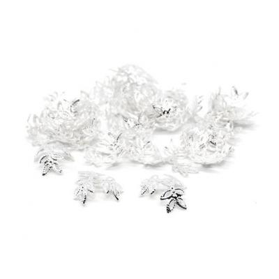 Lot de 50 coupelles fleur filigrane alliage argent clair pour perles 12mm-14mm