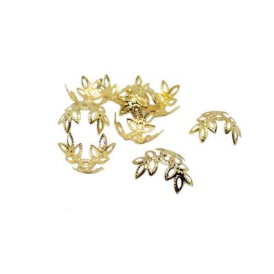 Lot de 10 coupelles fleur filigrane alliage doré pour perles 12 à 14mm