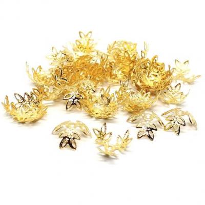 Lot de 50 coupelles fleur filigrane alliage argent mat pour perles 12 à 14mm