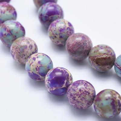 Lot de 4 perles jaspe impérial rondes bleu violet 10mm