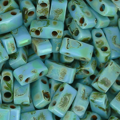 Sachet de 10g de perles Miyuki Half Tila Picasso opaque Seafoam Green - HTL4514