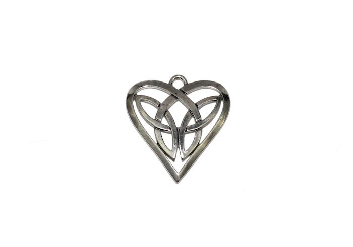 1 pendentif cœur nœuds celtique en argent vieilli 31x29mm