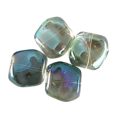 Lot de 4 perles verre forme palet torsadé 19x17mm