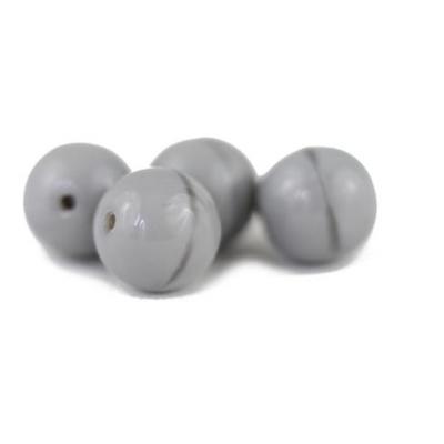 Lot de 4 perles rondes grises verre tchèque 10mm