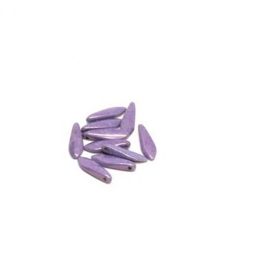 Lot de 10 dagues verre tchèque violet irisé 16X5mm