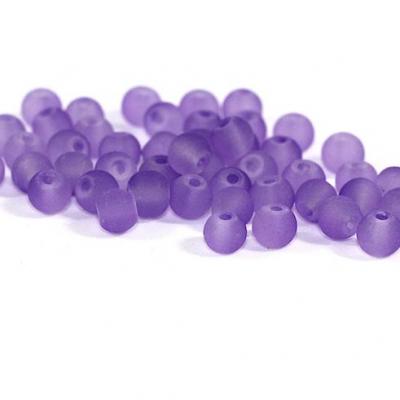 Lot de  50 perles verre givré violet 4mm