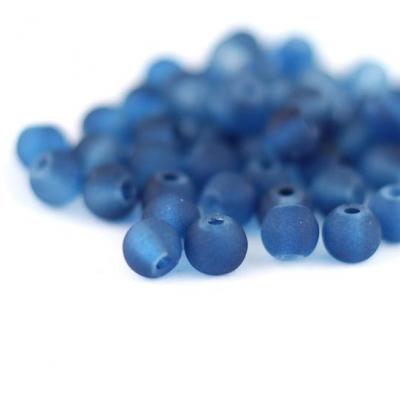 5 fils soit environ 500 perles verre givré bleu marine 4mm