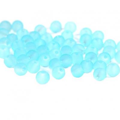 Lot de  50 perles verre givré bleu ciel 4mm
