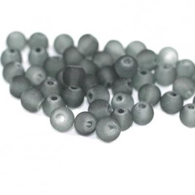 Lot de  50 perles verre givré gris 4mm