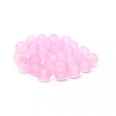 Lot de  30 perles verre givré rose 6mm