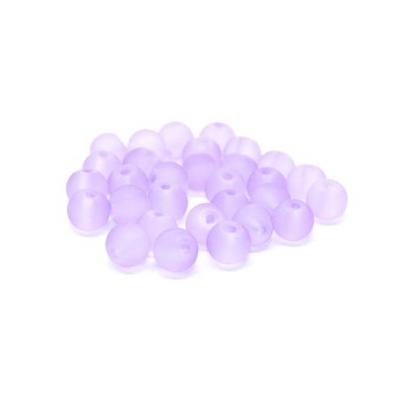 Lot de  30 perles verre givré violet 6mm