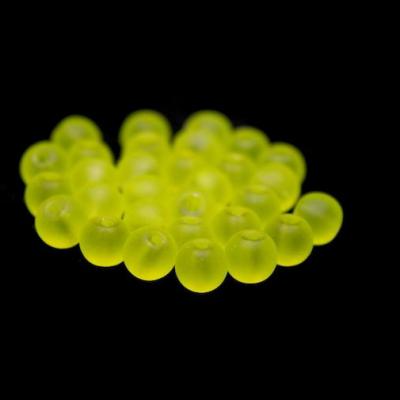 Lot de  30 perles verre givré vert jaune 6mm
