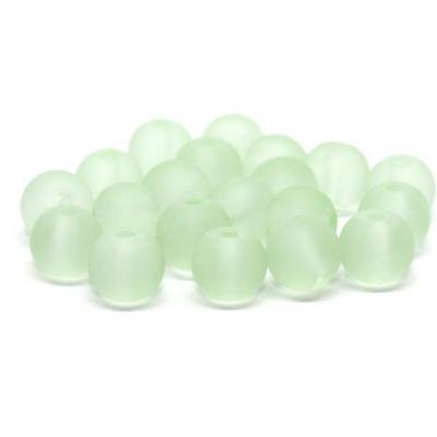 Lot de  20 perles verre givré vert menthe 8mm