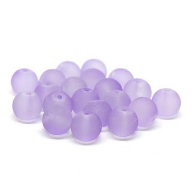 Lot de  20 perles verre givré violet 8mm