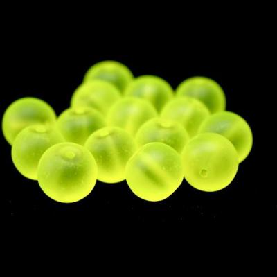 Lot de  15 perles verre givré vert jaune 10mm