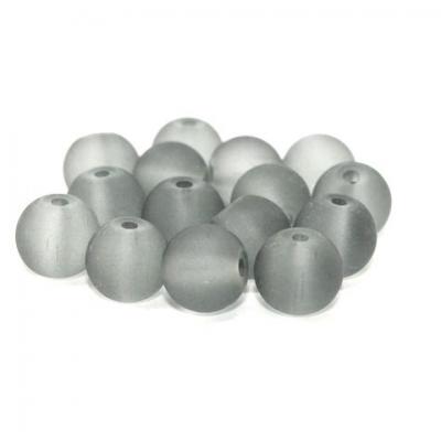 Lot de  15 perles verre givré gris 10mm