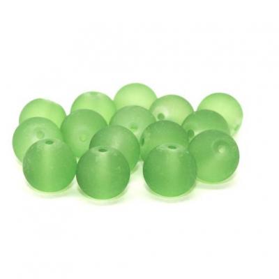 Lot de  15 perles verre givré citron vert 10mm