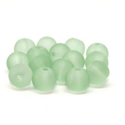 Lot de  15 perles verre givré vert menthe 10mm