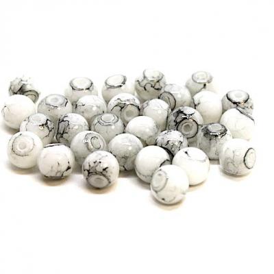 Lot de 30 perles verre peint gris 6mm