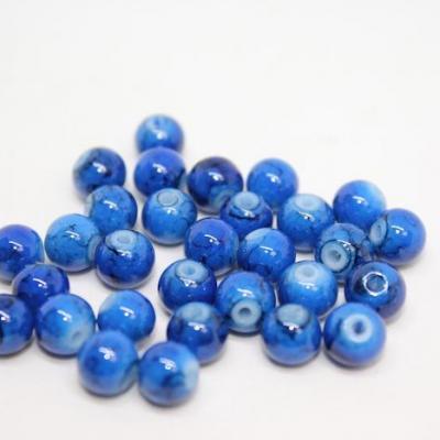 Lot de 30 perles verre peint bleu foncé 6mm