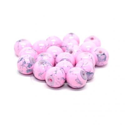 Lot de 20 perles verre peint rose perle 8mm