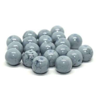 Lot de 20 perles verre peint gris 8mm