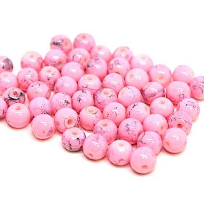 Lot de 50 perles verre peint rose perle 4mm