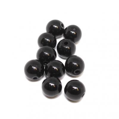 Lot de 10 perles verre noir brillant 8mm