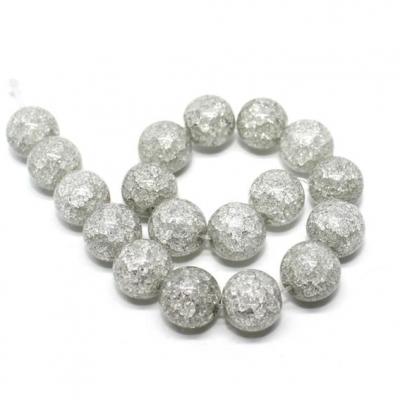 Lot de 18 perles en cristal de roche gris givré 10mm sur fil