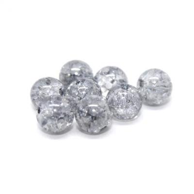 Lot de 8 perles en cristal de roche givré gris 6mm