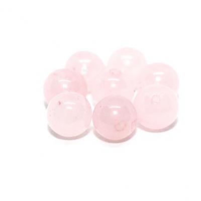 Lot de 8 perles en quartz rose 6mm