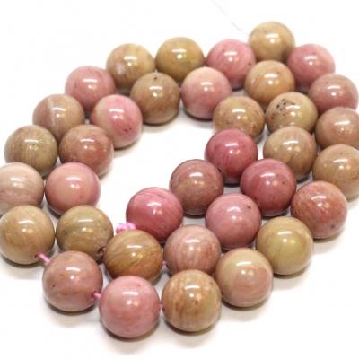 Lot de 36 perles Rhodonite rose crème 10mm sur fil