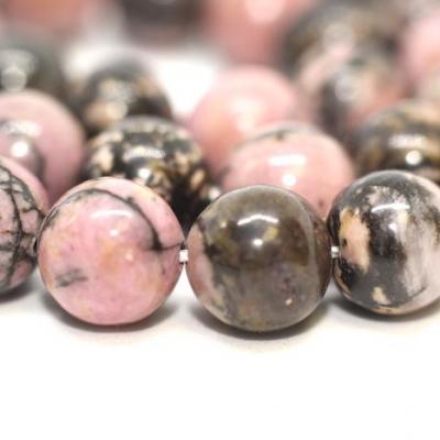 Lot de 46 perles de Rhodonite 8mm sur fil
