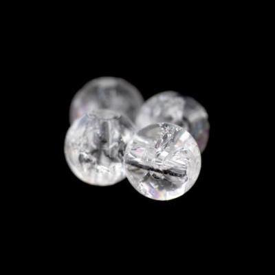 Lot de 4 perles rondes en cristal de roche craquelé 8mm