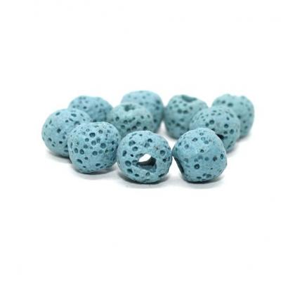 Lot de 10 perles Pierre de lave bleu clair 8mm